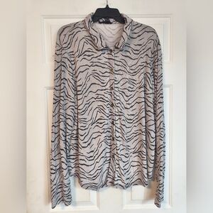 Zebra Print Button-Up Women's Top